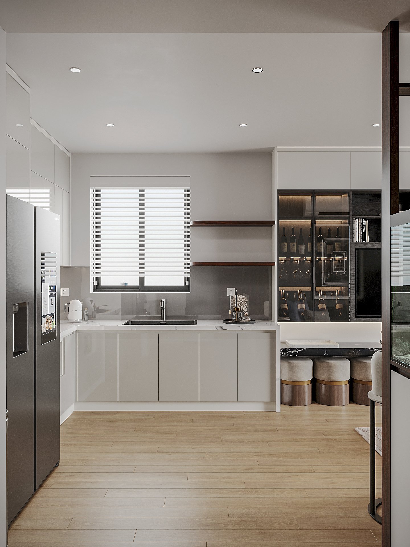 Beautiful living room interior model for apartment buildings