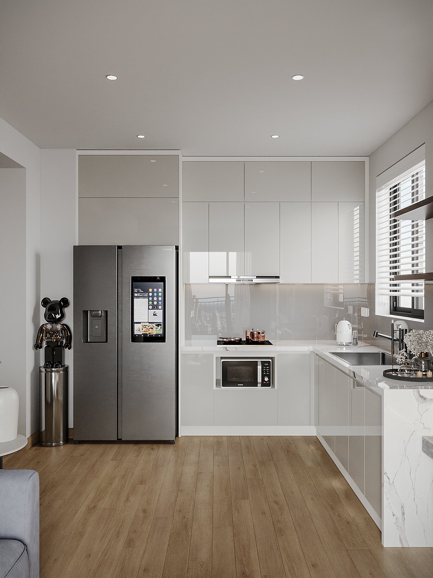 Beautiful living room interior model for apartment buildings