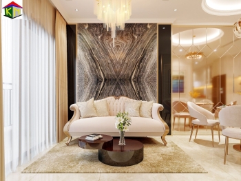 Nội thất phòng khách liền bếp chung cư đẹp hiện đại